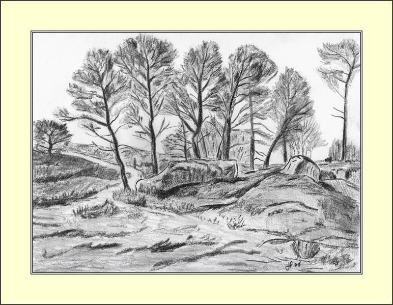 Paysage provencal, dessin de Johny Lenormand